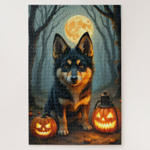 Norwegian Lundehund Nordic Halloween Portrait Art Jigsaw Puzzle