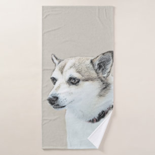 Norwegian Lundehund Painting - Original Dog Art Bath Towel Set