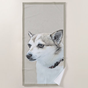 Norwegian Lundehund Painting - Original Dog Art Beach Towel
