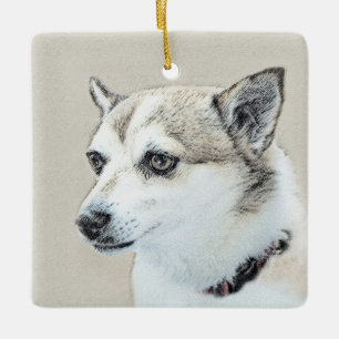 Norwegian Lundehund Painting - Original Dog Art Ceramic Ornament