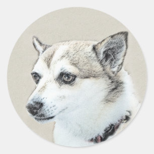 Norwegian Lundehund Painting - Original Dog Art Classic Round Sticker