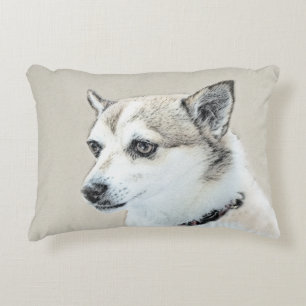 Norwegian Lundehund Painting - Original Dog Art Decorative Cushion