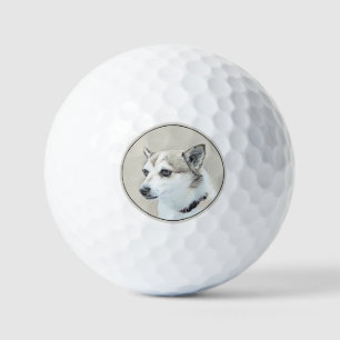 Norwegian Lundehund Painting - Original Dog Art Golf Balls