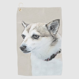 Norwegian Lundehund Painting - Original Dog Art Golf Towel
