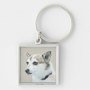 Norwegian Lundehund Painting - Original Dog Art Key Ring