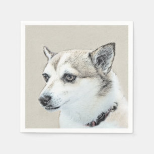 Norwegian Lundehund Painting - Original Dog Art Napkin