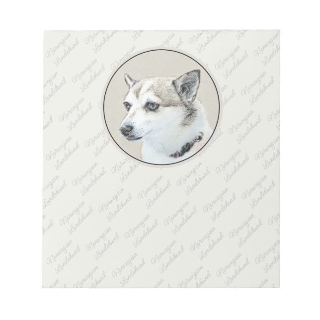 Norwegian Lundehund Painting - Original Dog Art Notepad (Front)
