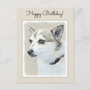 Norwegian Lundehund Painting - Original Dog Art Postcard