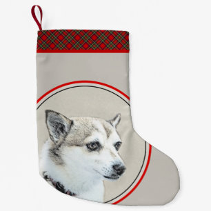 Norwegian Lundehund Painting - Original Dog Art Small Christmas Stocking