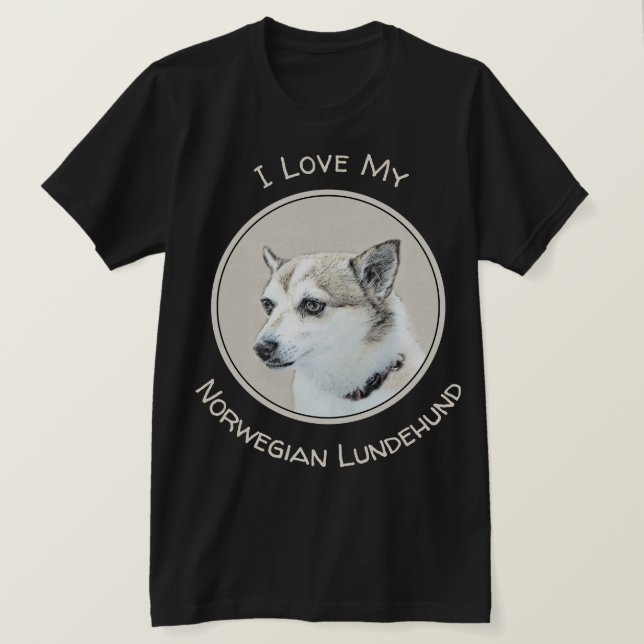 Norwegian Lundehund Painting - Original Dog Art T-Shirt (Design Front)