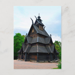 Norwegian Mediaeval Stave Church, Oslo, Norway Postcard