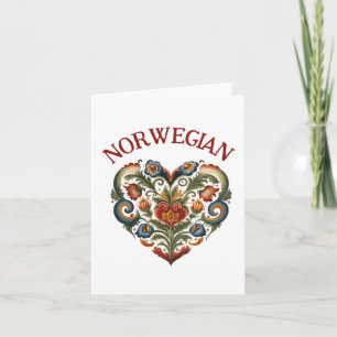 Norwegian Rosemaling Folk Art Heart Blank Card