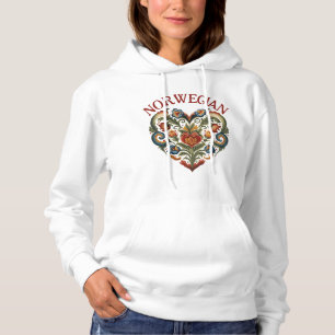 Norwegian Rosemaling Folk Art Heart Hoodie