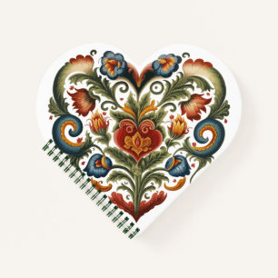 Norwegian Rosemaling Folk Art Heart Notebook