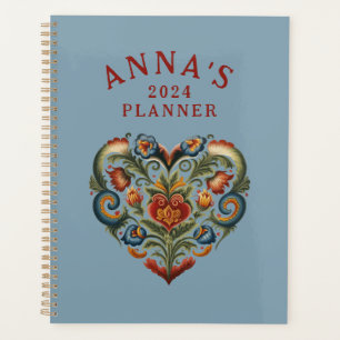Norwegian Rosemaling Folk Art Heart Planner