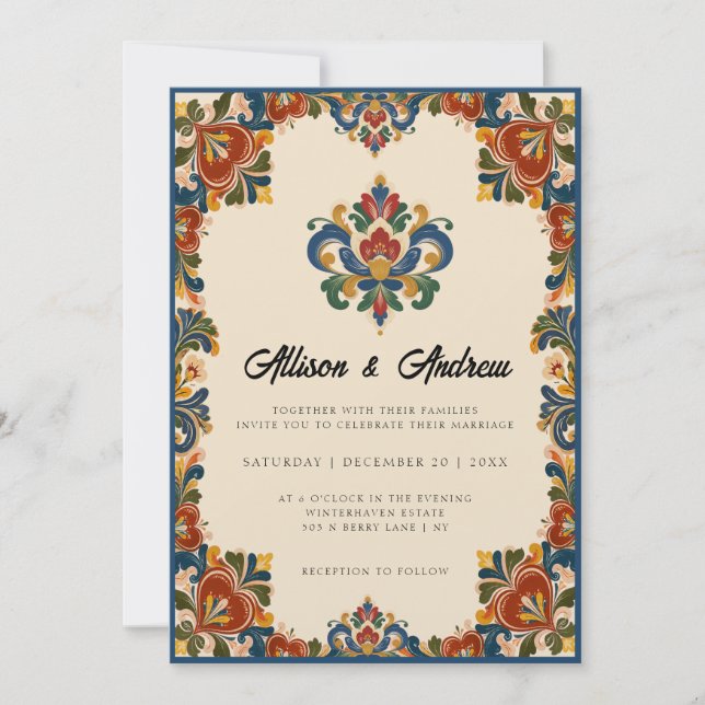 Norwegian Rosemaling | Wedding Invitation (Front)