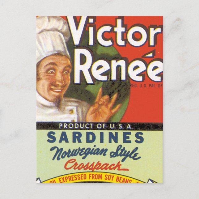 Norwegian Style Sardines Postcard (Front)
