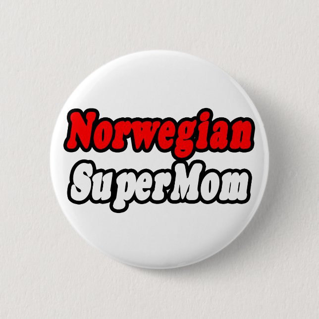 Norwegian SuperMom 6 Cm Round Badge (Front)