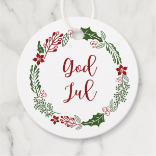 Norwegian & Swedish Merry Christmas, Custom Favour Tags