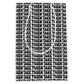 Norwegian "Thank You" Black and White Lino Cut Medium Gift Bag