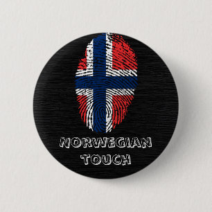 Norwegian touch fingerprint flag 6 cm round badge