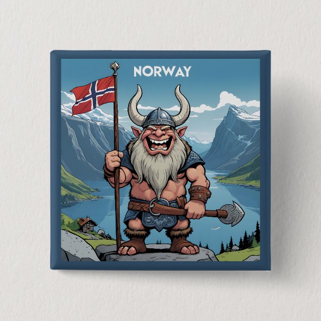 Norwegian Troll 15 Cm Square Badge (Front)