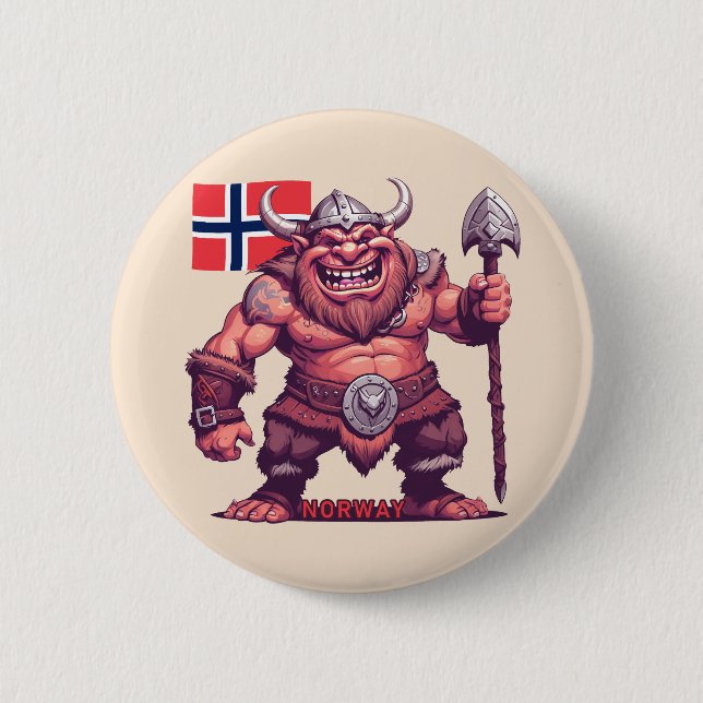 Norwegian Troll 6 Cm Round Badge (Front)
