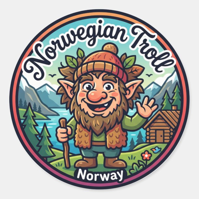 Norwegian Troll Folklore Norway Classic Round Sticker (Front)