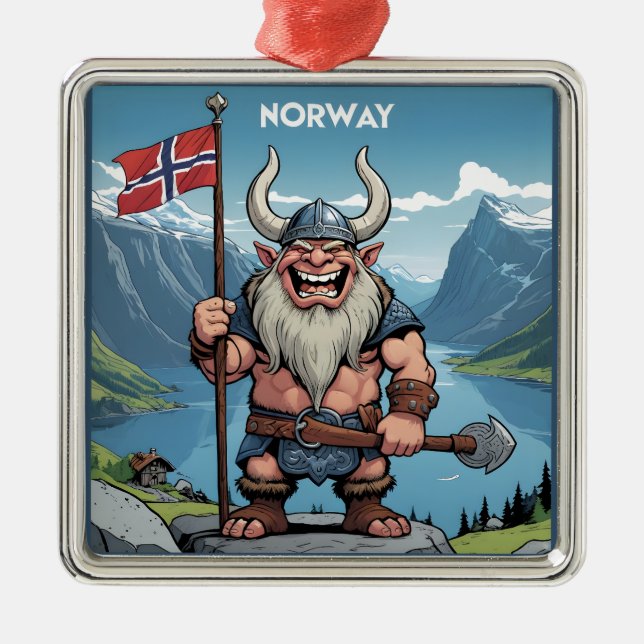 Norwegian Troll Metal Tree Decoration (Front)