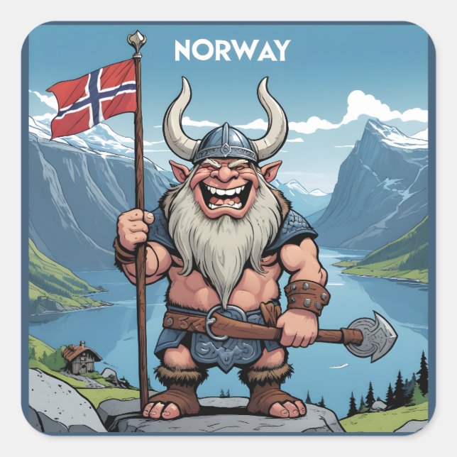 Norwegian Troll Square Sticker (Front)