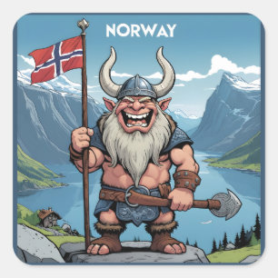 Norwegian Troll Square Sticker