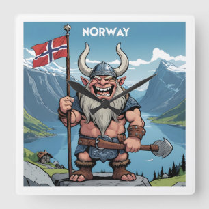 Norwegian Troll Square Wall Clock