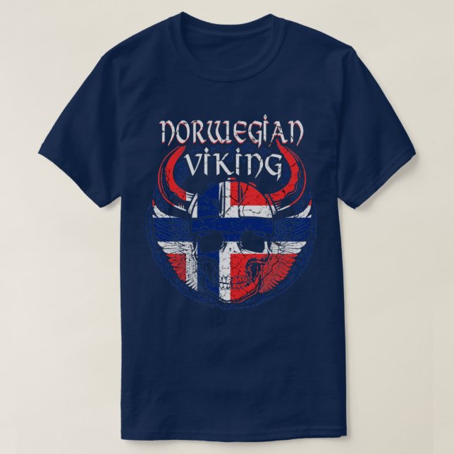 Norwegian Viking Skull T-Shirt (Design Front)