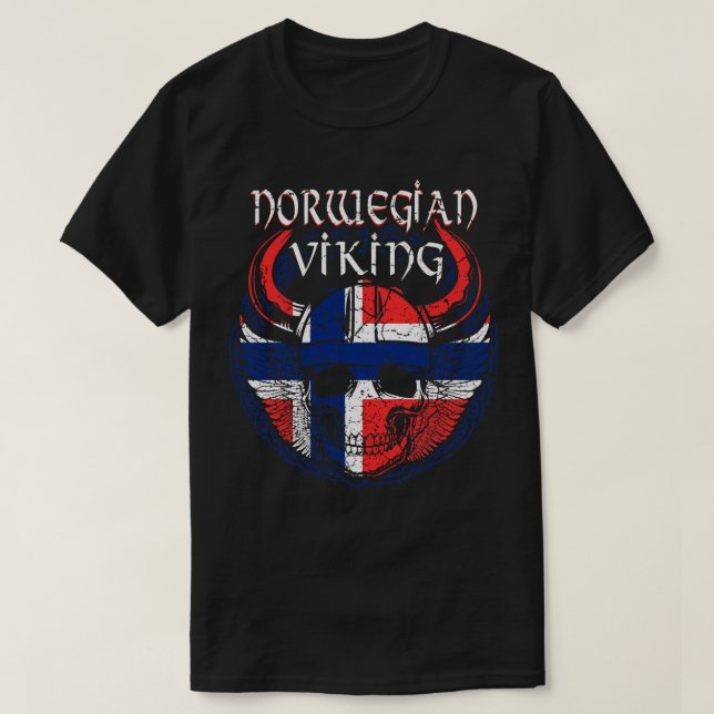 Norwegian Viking Skull T-Shirt (Design Front)