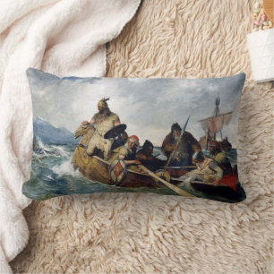 Norwegian Vikings Land in Iceland Year 872 Lumbar Cushion