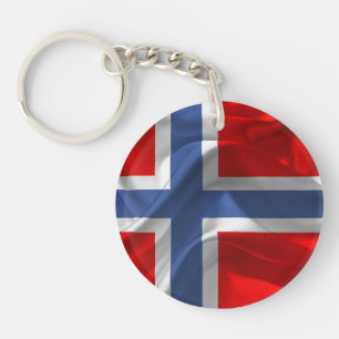 Norwegian waving flag key ring
