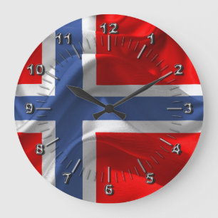 Norwegian waving flag large clock