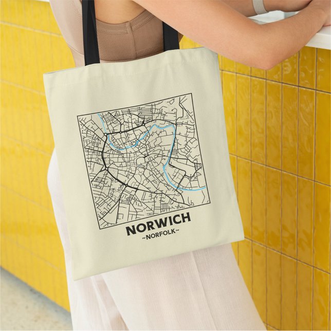 Norwich, Norfolk City Map Tote Bag (Creator Uploaded)