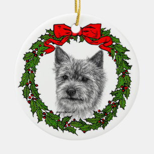 Norwich Terrier Art by Glenda S. Harlan Ceramic Tree Decoration