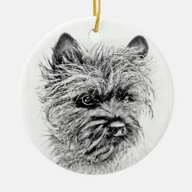 Norwich Terrier Ceramic Tree Decoration (Front)
