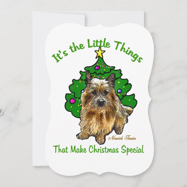 Norwich Terrier Christmas Holiday Card (Front)