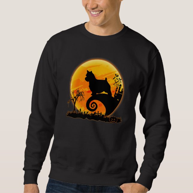 Norwich Terrier Dog And Moon  Dog Halloween Costum Sweatshirt (Front)