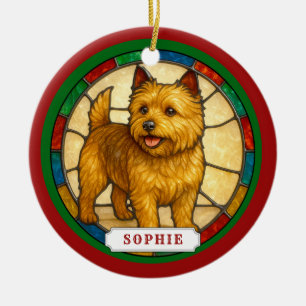 Norwich Terrier Dog Ceramic Circle Ornament