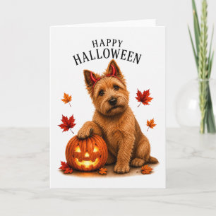Norwich Terrier Halloween Devil Dog Card