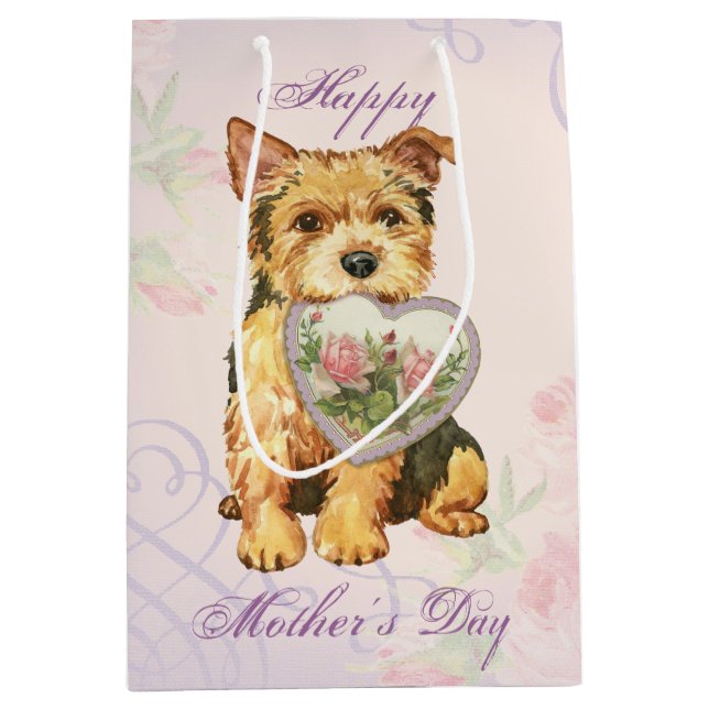 Norwich Terrier Heart Mum Medium Gift Bag (Front)