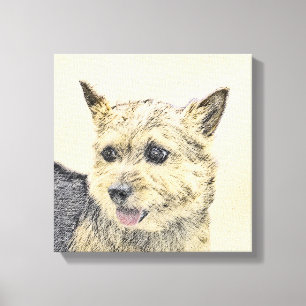 Norwich Terrier Painting - Cute Original Dog Art Canvas Print