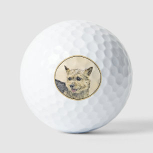 Norwich Terrier Painting - Cute Original Dog Art Golf Balls