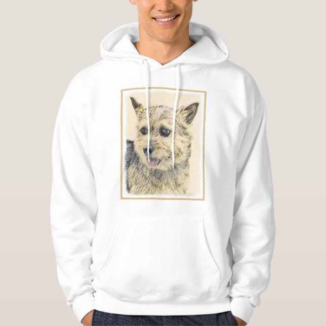 Norwich Terrier Painting - Cute Original Dog Art Hoodie (Front)