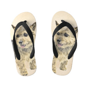 Norwich Terrier Painting - Cute Original Dog Art Kid's Jandals