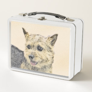 Norwich Terrier Painting - Cute Original Dog Art Metal Lunch Box